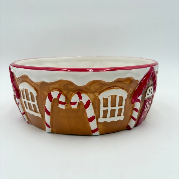 Gingerbread House Bowl Ceramic Hand Painted Holiday Christmas Decor Candy Dish - Picture 5 of 8